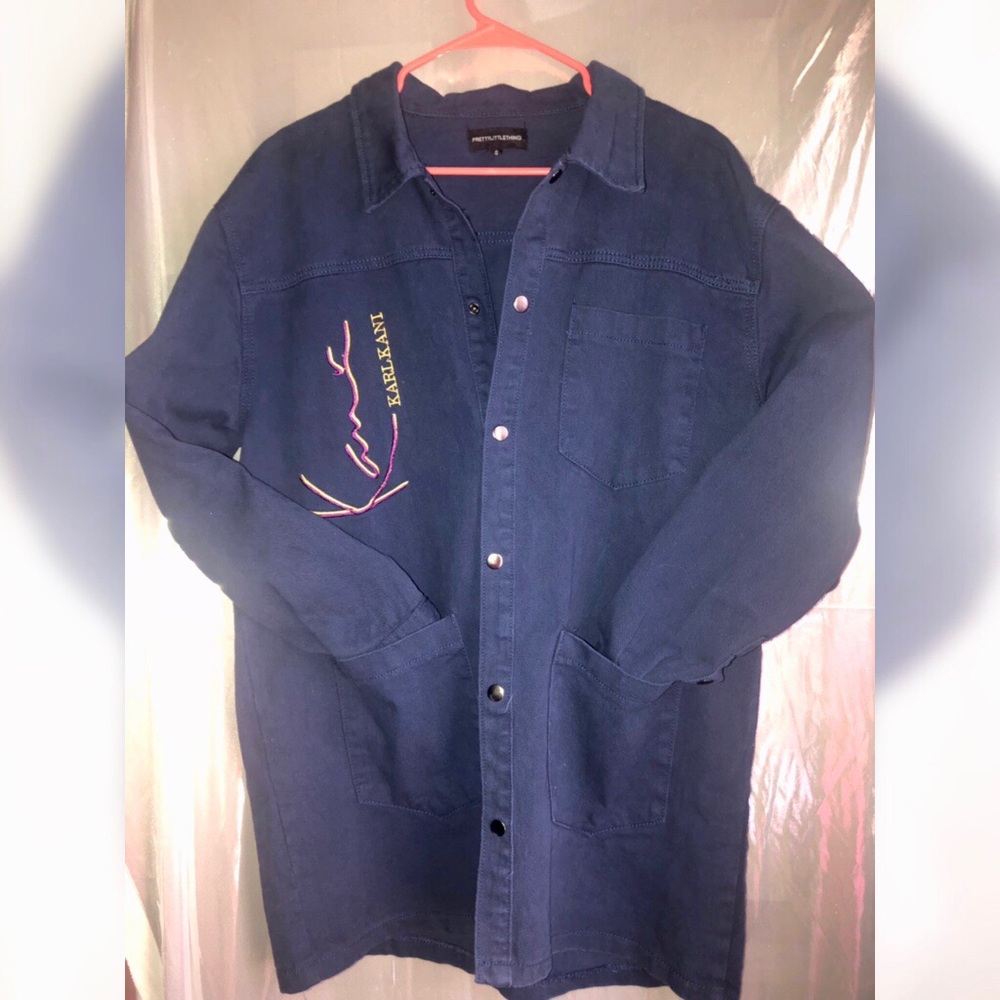Karl Kani Blue Oversized Denim Shirt Dress